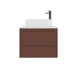 Royal Bathrooms Royal Bathroom Elmore 700mm Terracotta Clay Wall Mounted Bathroom Vanity Unit 2 Drawer Plain White Worktop With Peak Basin - thumbnail 7