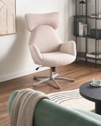 Beliani Swivel Armchair Sonderby Fabric Beige - thumbnail 2