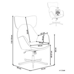 Beliani Swivel Armchair Sonderby Fabric Beige - thumbnail 3