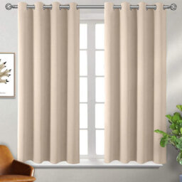 Aspire Homeware Plain Room Darkening Blackout Eyelet Curtain Pair Cream (W)168Cm X (D)137Cm With Tie Back Pair - thumbnail 8