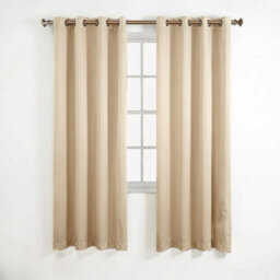 Aspire Homeware Plain Room Darkening Blackout Eyelet Curtain Pair Cream (W)168Cm X (D)137Cm With Tie Back Pair - thumbnail 1