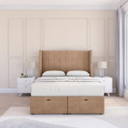 "Sloomy Falcon Sand Naples 2Ft6 Ottoman Bed End Opening With Sprung Memory Mattress & 54"" Headboard-Small Single" - thumbnail 2