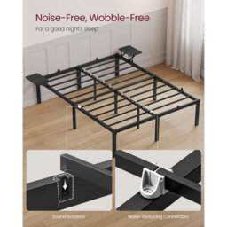 Songmics Double Bed Frame With Shelves, Metal Guest Bed With Bedside Storage, Easy Assembly Bedroom Furniture, Matte Black - thumbnail 5