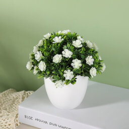 Lifelike White Artificial Potted Flowers Plant For Home & Office Decor