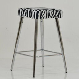 Lakeland Furniture Swan Zebra Fabric Chrome Fixed Leg Base Bar Stool - thumbnail 4