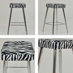 Lakeland Furniture Swan Zebra Fabric Chrome Fixed Leg Base Bar Stool - thumbnail 2
