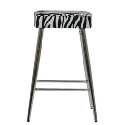 Lakeland Furniture Swan Zebra Fabric Chrome Fixed Leg Base Bar Stool - thumbnail 1