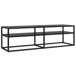 Berkfield Tv Cabinet Black 140X40X40.5 Cm Tempered Glass - thumbnail 2