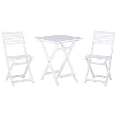 Beliani Bistro Set Folding Fiji Acacia Wood White - image 1