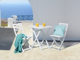 Beliani Bistro Set Folding Fiji Acacia Wood White - thumbnail 2