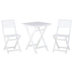 Beliani Bistro Set Folding Fiji Acacia Wood White - thumbnail 1