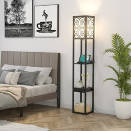 Costway Floor Lamp Freestanding Bedside Lounge Light Lamp W/ 3 Tier Storage Shelves - thumbnail 8