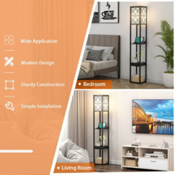 Costway Floor Lamp Freestanding Bedside Lounge Light Lamp W/ 3 Tier Storage Shelves - thumbnail 6