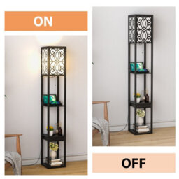 Costway Floor Lamp Freestanding Bedside Lounge Light Lamp W/ 3 Tier Storage Shelves - thumbnail 4