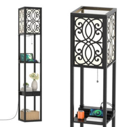 Costway Floor Lamp Freestanding Bedside Lounge Light Lamp W/ 3 Tier Storage Shelves - thumbnail 2