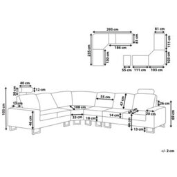 Beliani Corner Sofa 6 Seater Stockholm Leather Light Beige Right Hand - thumbnail 3