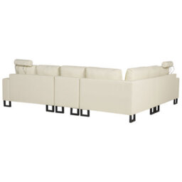 Beliani Corner Sofa 6 Seater Stockholm Leather Light Beige Right Hand - thumbnail 5