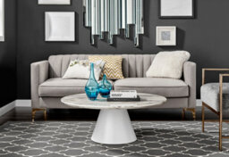 Furniturebox Palma Round White Marble Effect Coffee Table With Pedestal Pillar Base In Semi-Matte Finish For Modern Living Room - thumbnail 5