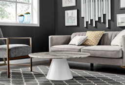 Furniturebox Palma Round White Marble Effect Coffee Table With Pedestal Pillar Base In Semi-Matte Finish For Modern Living Room - thumbnail 2
