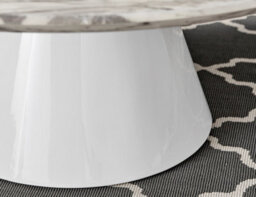 Furniturebox Palma Round White Marble Effect Coffee Table With Pedestal Pillar Base In Semi-Matte Finish For Modern Living Room - thumbnail 3