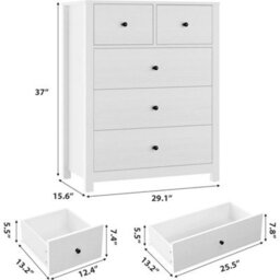 Dresser Bedroom 5 Drawers Dresser Chest Of Drawer For Bedroom Entryway - thumbnail 2