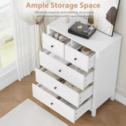 Dresser Bedroom 5 Drawers Dresser Chest Of Drawer For Bedroom Entryway - thumbnail 4
