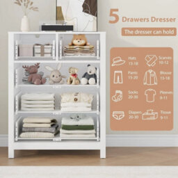 Dresser Bedroom 5 Drawers Dresser Chest Of Drawer For Bedroom Entryway - thumbnail 6
