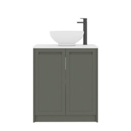 Royal Bathrooms Royal Bathroom Elmore 700mm Matt Green Freestanding Bathroom Vanity Unit 2 Door Plain White Worktop With Breeze Basin - thumbnail 7