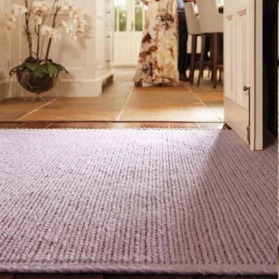 Cable New Blush Plain Handmade Wool Modern 20mm Thick Easy To Clean Rug For Bedroom, Living Room By Origins-160Cm X 230Cm - image 1