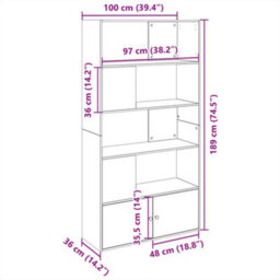Berkfield Bookcase Smoked Oak 100X36X189 Cm Engineered Wood - thumbnail 9