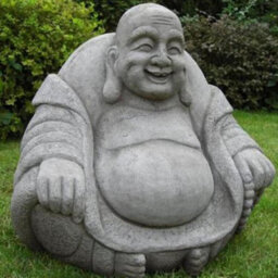 Large Stone Cast Laughing Fat Buddha Ornament - thumbnail 2