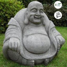 Large Stone Cast Laughing Fat Buddha Ornament - thumbnail 3