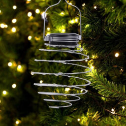 Silver Warm White New Solar Spiral Lights Led Hanging Beehive Lamps Garden Patio Decoration Uk - thumbnail 5