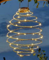 Silver Warm White New Solar Spiral Lights Led Hanging Beehive Lamps Garden Patio Decoration Uk - thumbnail 2