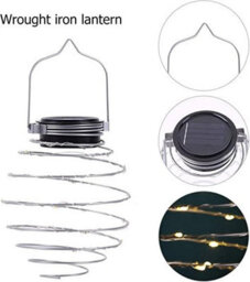 Silver Warm White New Solar Spiral Lights Led Hanging Beehive Lamps Garden Patio Decoration Uk - thumbnail 7