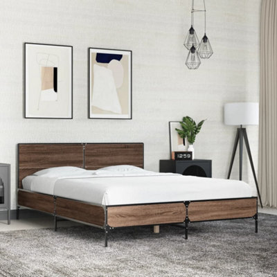 Berkfield Bed Frame Without Mattress Brown Oak 140X200 Cm - image 1