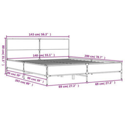 Berkfield Bed Frame Without Mattress Brown Oak 140X200 Cm - thumbnail 9
