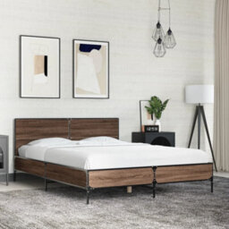 Berkfield Bed Frame Without Mattress Brown Oak 140X200 Cm - thumbnail 1