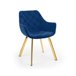 Julian Bowen Pair Of  Lorenzo Blue Velvet Dining Chairs With Arms, Upholstered, Set Of 2, Metal Legs, Height: 81 X Width: 59.6 X Depth: 65Cm - thumbnail 4