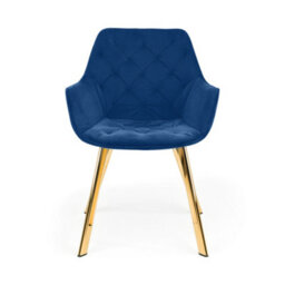 Julian Bowen Pair Of  Lorenzo Blue Velvet Dining Chairs With Arms, Upholstered, Set Of 2, Metal Legs, Height: 81 X Width: 59.6 X Depth: 65Cm - thumbnail 5