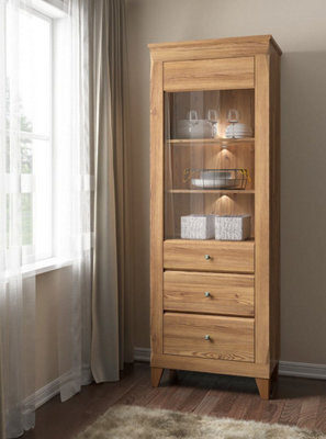 Arte Bergen 72 Cm Display Cabinet 1 Door 2 Drawer Golden Sibiu Larch - image 1