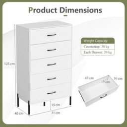 Wooden Storage Organizer With Deep Drawers White - thumbnail 2