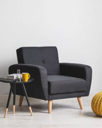 Beliani Recliner Chair Florli Fabric Black - thumbnail 2