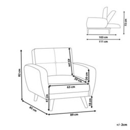Beliani Recliner Chair Florli Fabric Black - thumbnail 3
