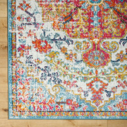 Livabliss Harput-Vintage Blue Orange Yellow Grey Traditional Boho Living Dining Bedroom Rug 60 X 90 Cm Easy Care, Non Shedding - thumbnail 7