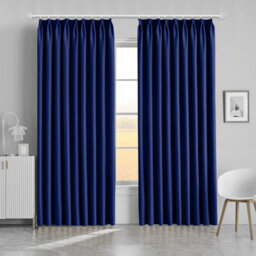 Ameha Navy Blackout Pencil Pleat Curtains Ready Made Thermal Insulated Heavy Thick Curtain 66''x90'' Bedroom Living Room Uk