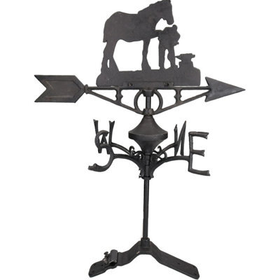 AB Tools Horse / Mare Farrier Weather Vane Vain Ridge Mount House Roof Cast Iron Shoe - image 1