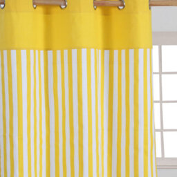 Homescapes Thick Yellow Stripe Ready Made Eyelet Curtain Pair, 117 X 137 Cm Drop - thumbnail 2