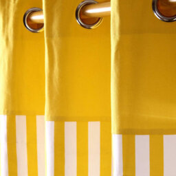 Homescapes Thick Yellow Stripe Ready Made Eyelet Curtain Pair, 117 X 137 Cm Drop - thumbnail 3