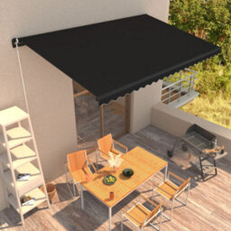Berkfield Manual Retractable Awning 450X300 Cm Anthracite - thumbnail 1